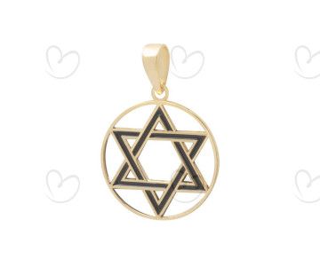 Pingente Estrela de Davi com Resina Ouro 18k