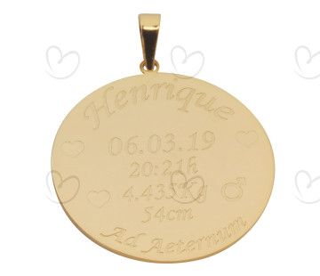 Pingente Nascimento Personalizado 25mm Ouro 18k