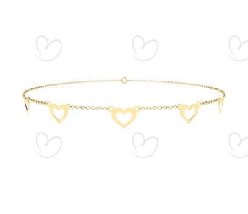 Choker Bailarina Corações Ouro 18k