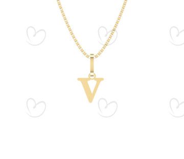 Pingente Letra V Pequena Ouro 18k
