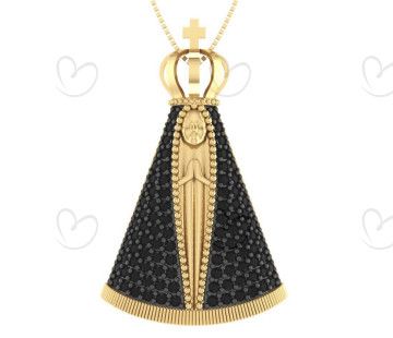 Pingente Nossa Senhora Aparecida Grande Ouro 18k