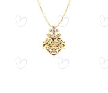 Pingente Sagrado Coração de Jesus Vazado Ouro 18k