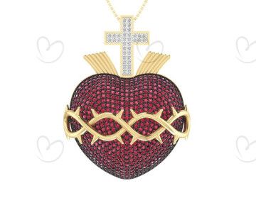Pingente Sagrado Coração de Jesus Grande Ouro 18k