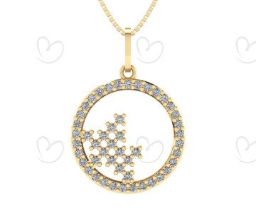 Pingente Redondo com Pedras de Zircônias Cravejadas Ouro 18k