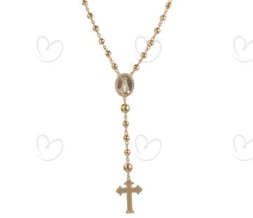 Terço Nossa Senhora Aparecida Bola Diamantada Ouro 18k