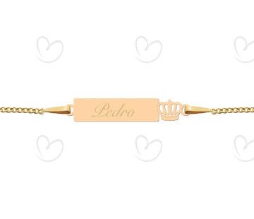 Pulseira Infantil Plaquinha e Coroinha Ouro 18k