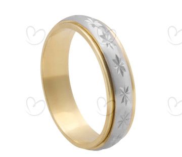 Aliança Comfot Giratória Bicolor Ouro 18k