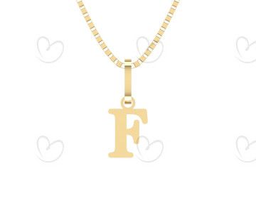 Pingente Letra F Pequena Ouro 18k