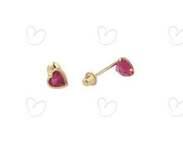 Brinco Baby Coração Cristal Pink Ouro 18k