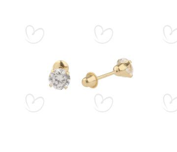 Brinco Baby Zircônia 4mm Ouro 18k