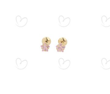 Brinco Baby Estrelinha Rosa Ouro 18k