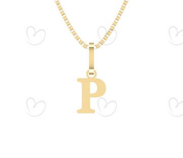 Pingente Letra P Pequena Ouro 18k