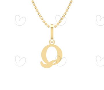 Pingente Letra Q Pequena Ouro 18k