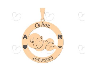 Pingente Menino Nascimento Frase Personalizada Ouro 18k