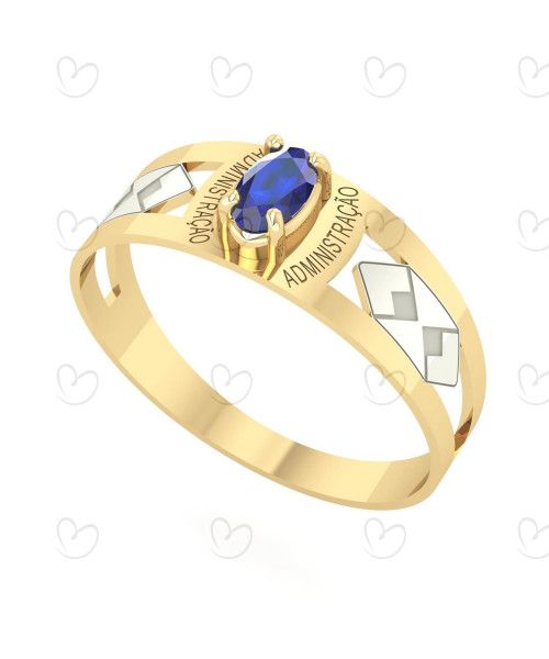 Anel Formatura Administração Oval 3mm x 5mm Ouro 18k