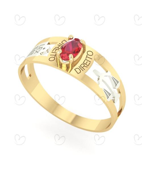 Anel Formatura Direito Oval 3mm x 5mm Ouro 18k