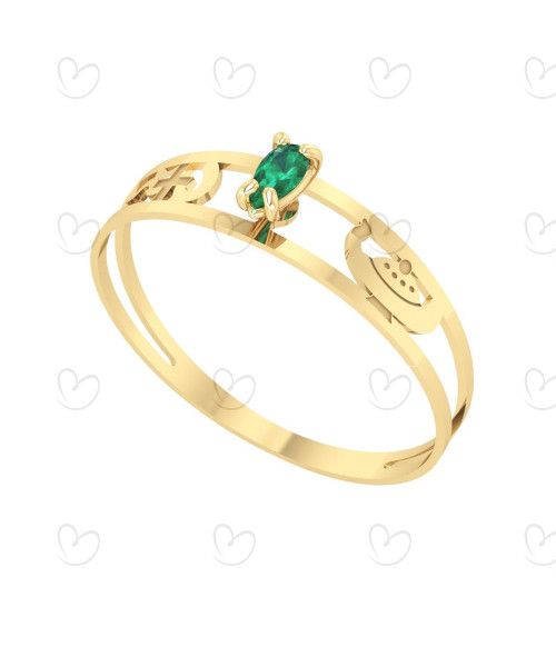 Anel Formatura Aro Duplo Gota Pequena Enfermagem Ouro 18k