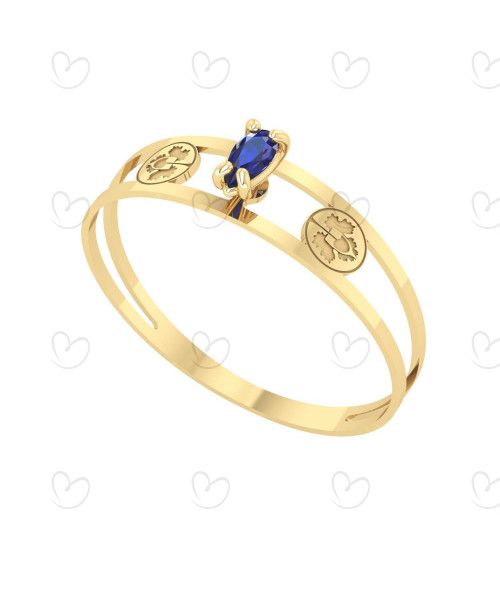 Anel Formatura Aro Duplo Gota Pequena Enologia Ouro 18k