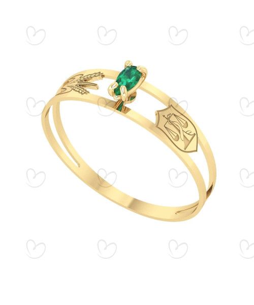 Anel Formatura Aro Duplo Gota Pequena Nutrição Ouro 18k