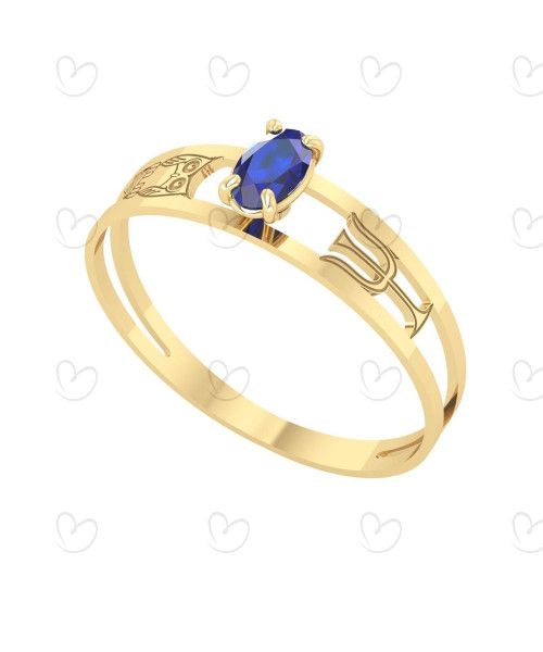 Anel Formatura Aro Duplo Oval Psicologia Ouro 18k