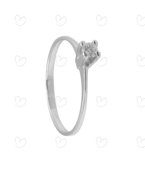 Anel Solitário Clássico com Diamante Natural 3.2mm Ouro Branco 18k