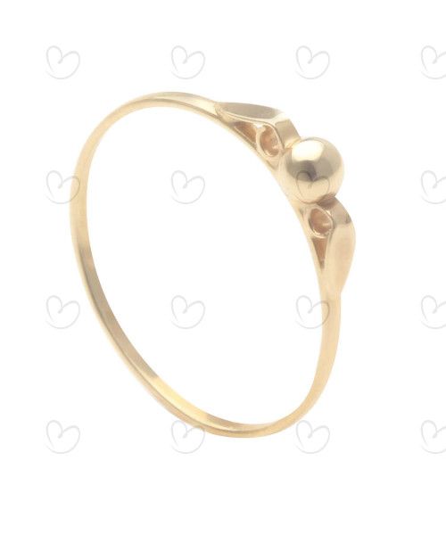 Anel Bolinha com Detalhe no Aro Ouro 18k
