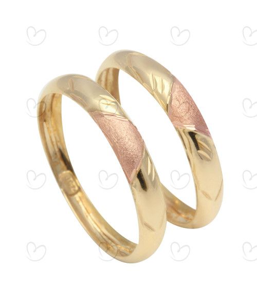Anel Par de Aparador Bicolor Diamantado Ouro 18k