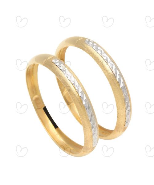 Anel Par de Aparador Diamantado Bicolor Ouro 18k