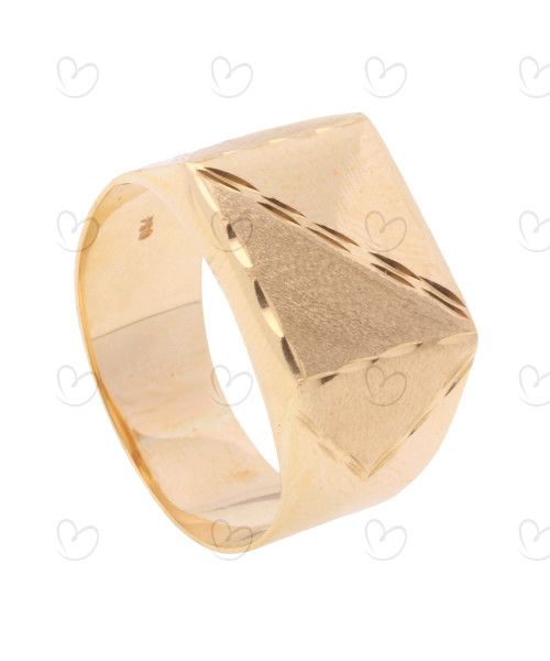 Anel Masculino Diagonal Diamantado Ouro 18k
