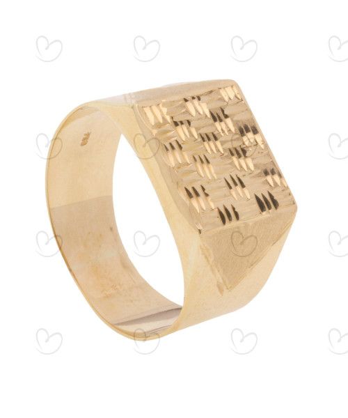 Anel Masculino Serrilhado Horizontal Ouro 18k