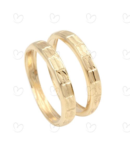 Anel Par de Aparador Diamantado e Martelado Ouro 18k