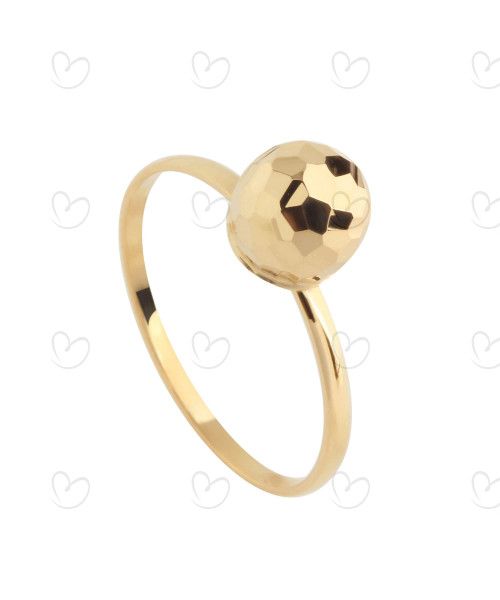 Anel Bola 7mm Diamantada Ouro 18k