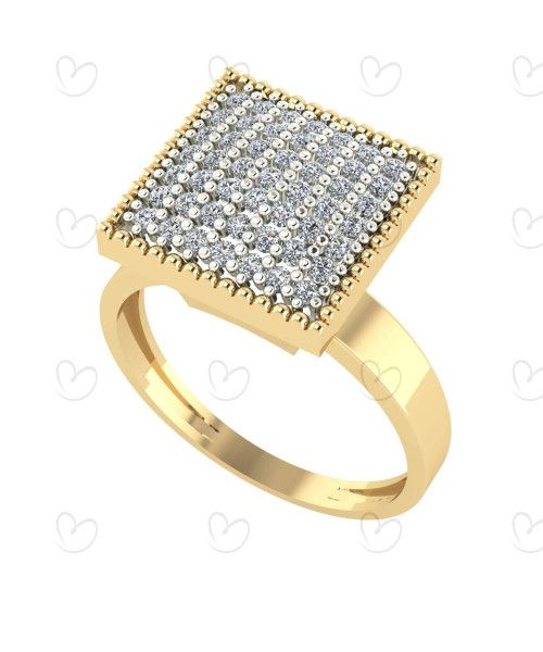 Anel Chuveiro Quadrado Ouro 18k