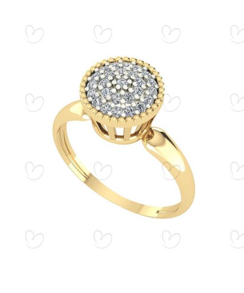 Anel Chuveiro Redondo com Pedras de Zircônia Ouro 18k