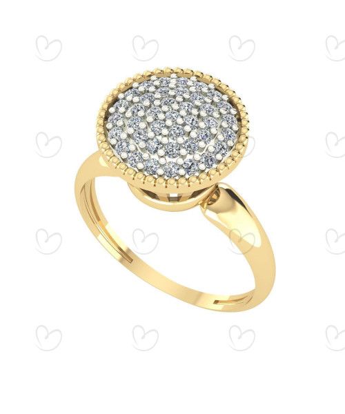 Anel Chuveiro Grande com Pedras de Zircônia Ouro 18k