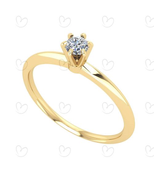 Anel Solitário com Diamante Natural 3.2mm Ouro 18k