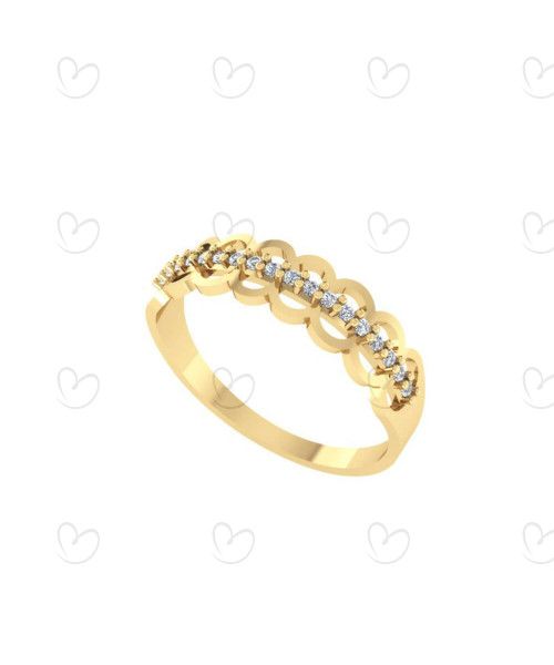 Anel Bordado com Dezoito Pedras de Zircônia Ouro 18k