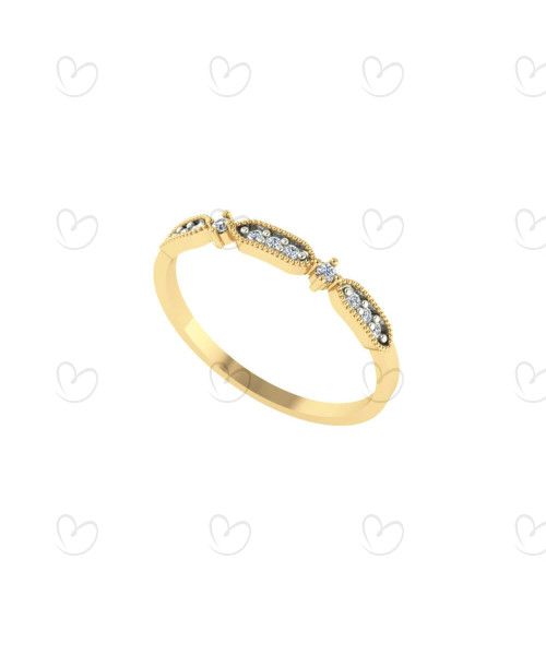 Anel Fininho Pavê com Onze Pedras de Zircônia Ouro 18k
