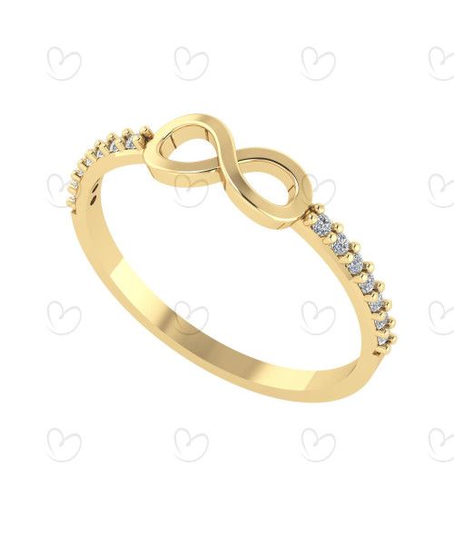 Anel Infinito com Zircônias no Aro Ouro 18k
