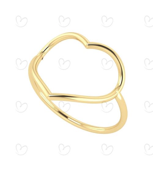 Anel Coração Fio Ouro 18k