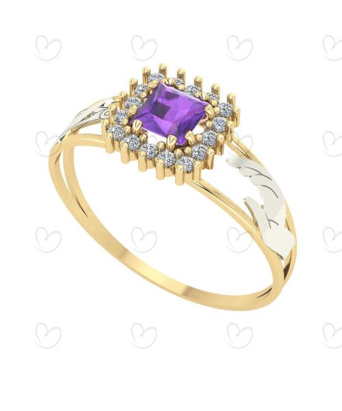 Anel Formatura Quadrado Moda Ouro 18k