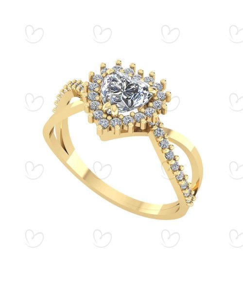 Anel Coração com Zircônia no Centro e no Aro Ouro 18k