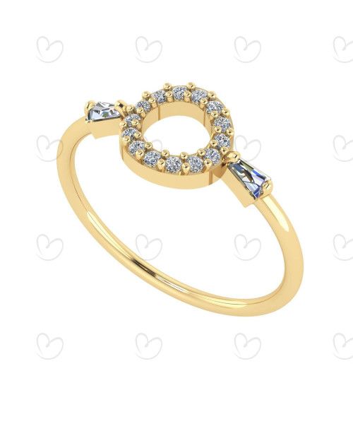 Anel Redondo com Zircônias Ouro 18k