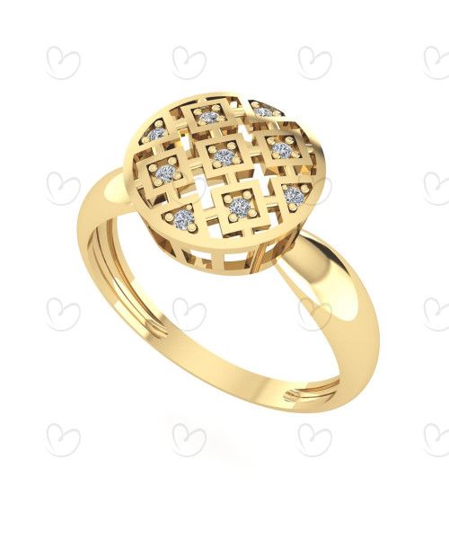 Anel Chuveiro Redondo Bordado Ouro 18k