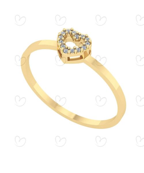 Anel Chuveiro Coração com Diamante Ouro 18k