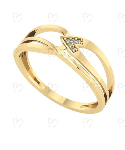 Anel Aro Trançado com Diamante Ouro 18k
