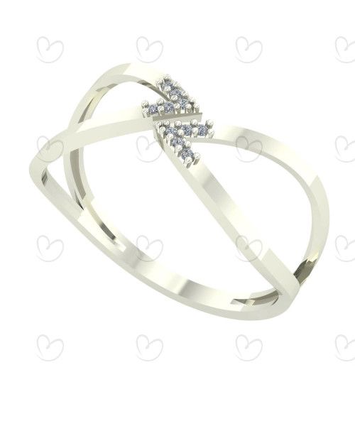 Anel Tipo Navete com Diamante Ouro Branco 18k