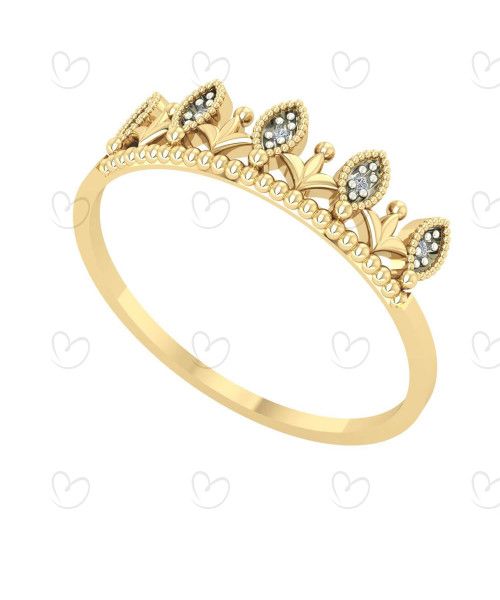 Anel Coroinha com Diamante Ouro 18k