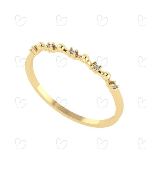 Anel Bolinha e Diamante Ouro 18k