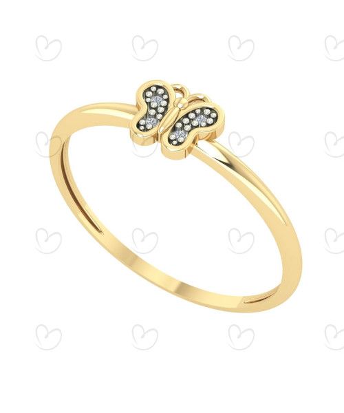 Anel Borboleta com Diamante Ouro 18k